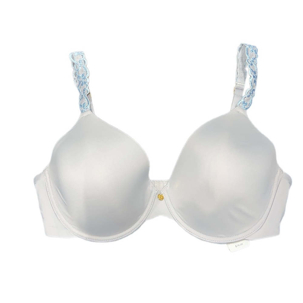 Elegant White Bra with Blue Accents